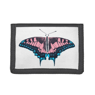 Transgender Pride Flag Swallowtail Butterfly Trifold Wallet