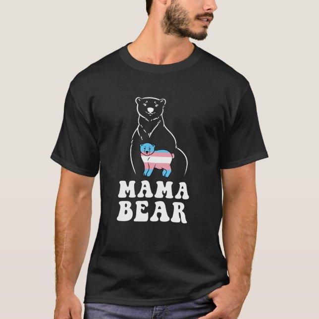 Transgender Pride Flag Trans LGBTQ Mom Mama Bear M T-Shirt (Front)