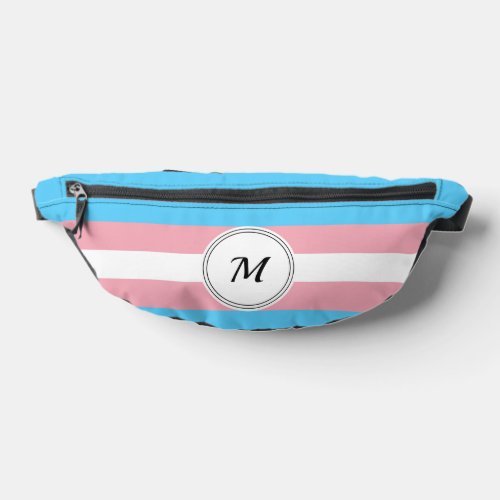 Transgender pride flag with a custom initial  fanny pack