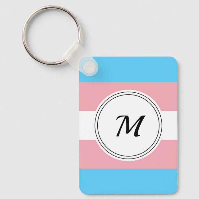 Transgender pride flag with a custom initial keych keychain (Front)