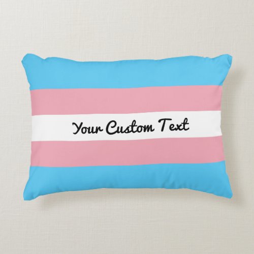 Transgender pride flag with custom text accent pillow