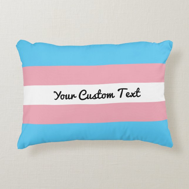 Transgender pride flag with custom text accent pillow (Front)