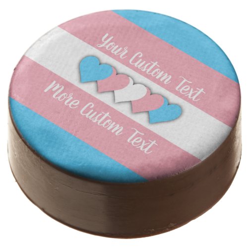 Transgender pride flag with hearts chocolate covered oreo