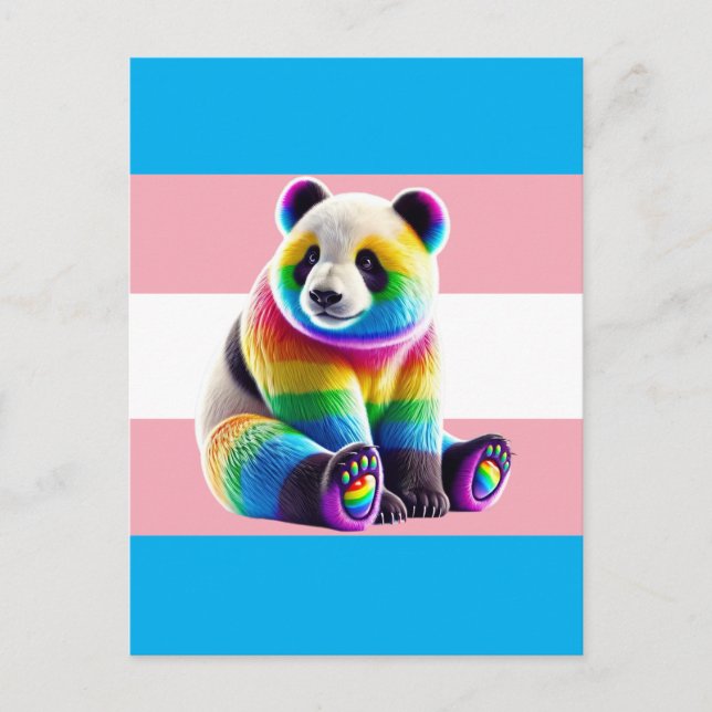 Transgender Pride Flag with Rainbow Panda Postcard (Front)