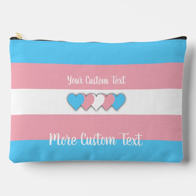 Transgender pride flag with text accessory pouch (Front)