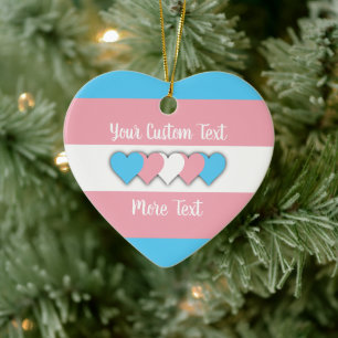 Transgender pride flag with text ceramic ornament