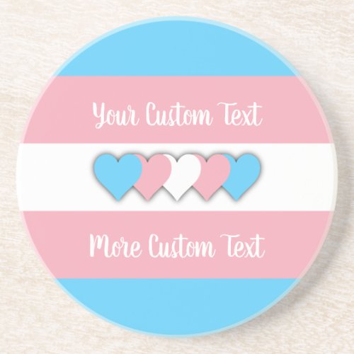 Transgender pride flag with text coaster