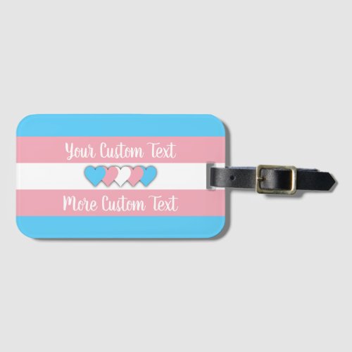 Transgender pride flag with text luggage tag