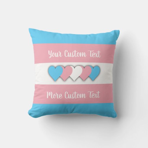 Transgender pride flag with text throw pillow