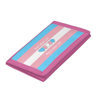 Transgender pride flag with text trifold wallet