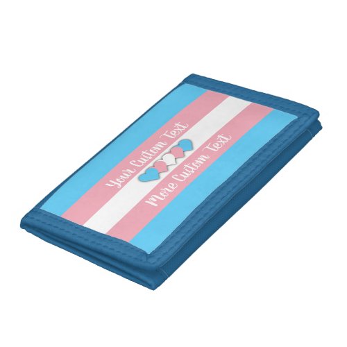 Transgender pride flag with text trifold wallet