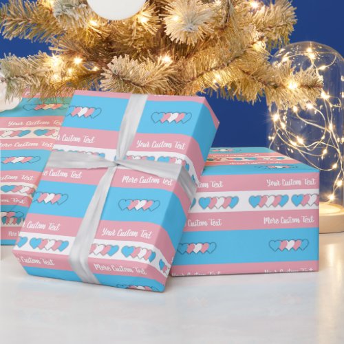 Transgender pride flag with text wrapping paper