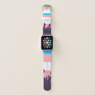 Transgender Pride Flag With Waving Hands Apple Watch Band