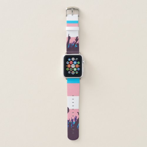 Transgender Pride Flag With Waving Hands Apple Watch Band