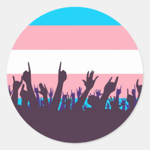 Transgender Pride Flag With Waving Hands Classic Round Sticker