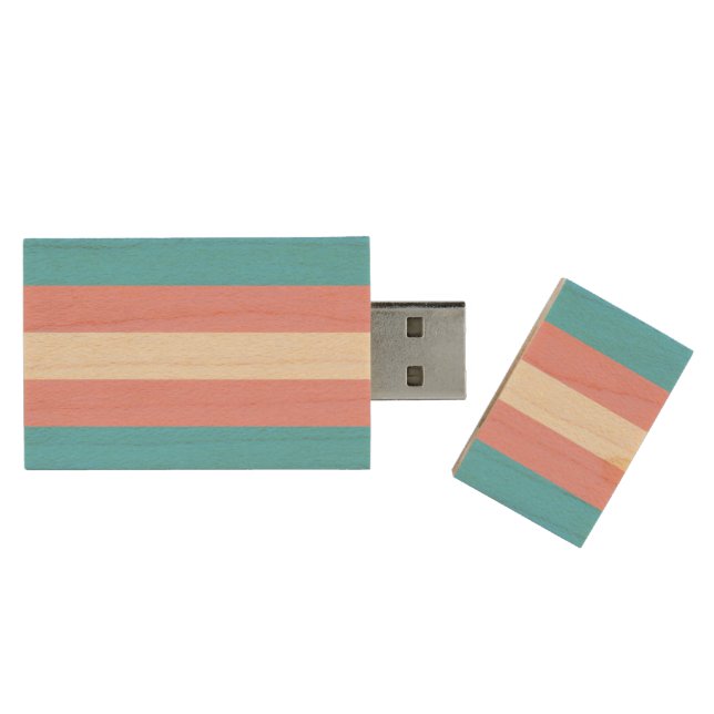 Transgender pride flag wood flash drive (Opened)