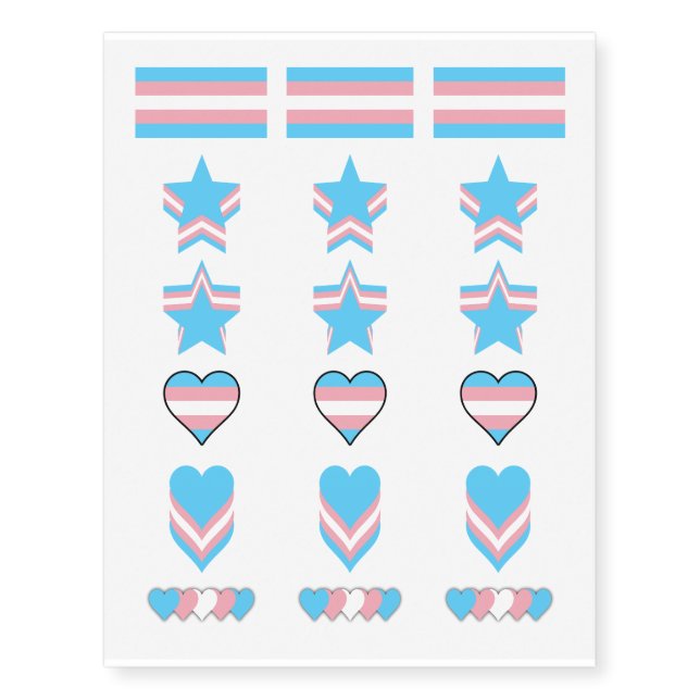 Transgender pride flags temporary tattoos (Front)