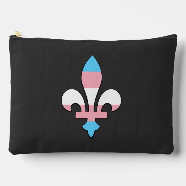 Transgender pride fleur-de-lis accessory pouch (Front)