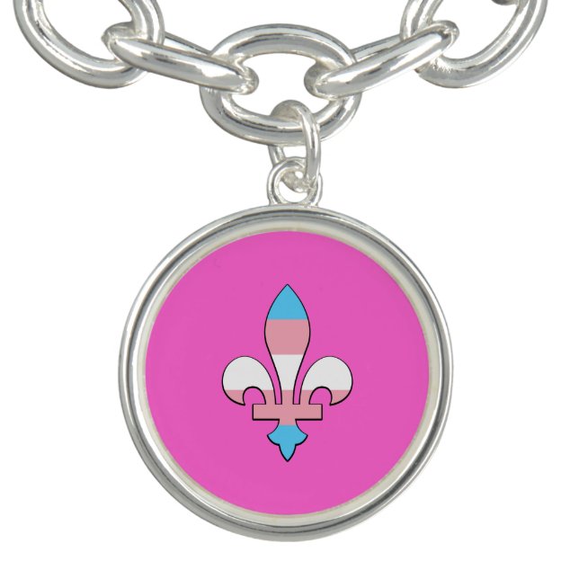 Transgender pride fleur-de-lis charm bracelet (Design)