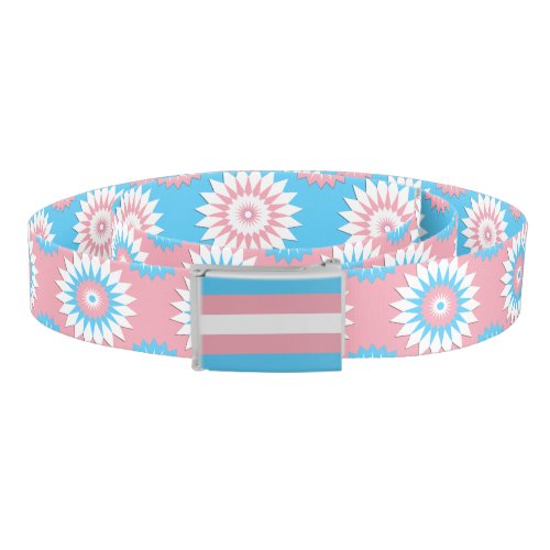 Transgender Pride flower pattern belt