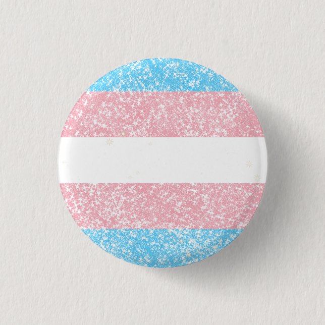 Transgender Pride Glitter Button (Front)