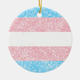 Transgender Pride Glitter Ceramic Ornament