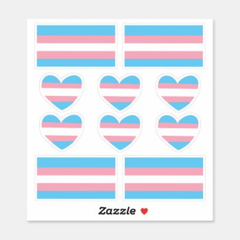 Transgender Pride Heart And Flag Stickers by colourfuldesigns at Zazzle