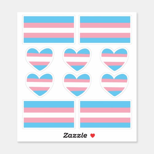Transgender Pride Heart and Flag Stickers