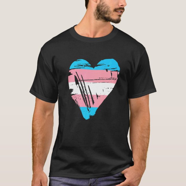 Transgender Pride Heart Flag T-Shirt (Front)