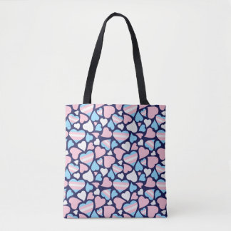 Transgender Pride Hearts Pattern Tote