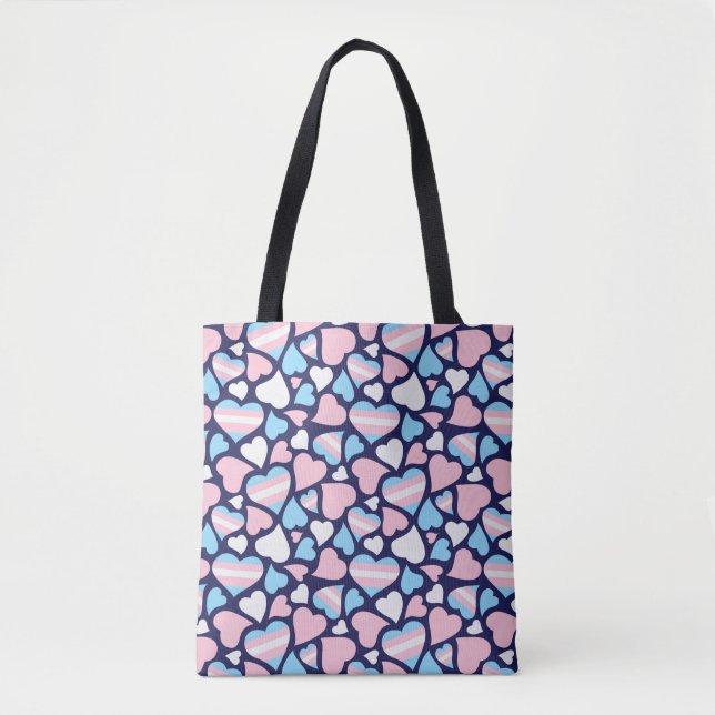 Transgender Pride Hearts Pattern Tote Bag (Front)