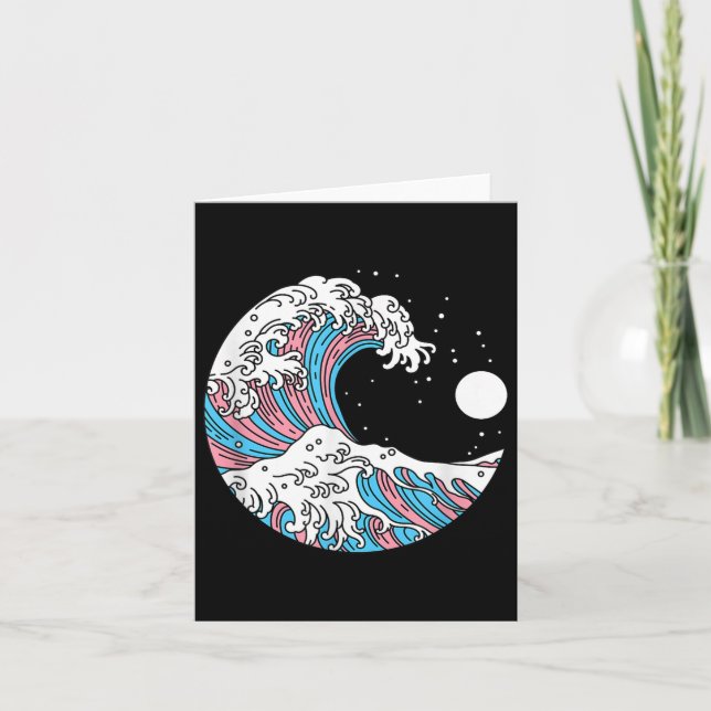 Transgender Pride Lgbtq Trans Flag - Japanese Wave Card (Front)