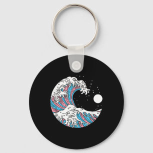 Transgender Pride Lgbtq Trans Flag - Japanese Wave Keychain