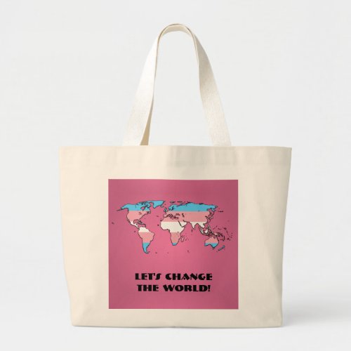 Transgender Pride Map of The World  Large Tote Bag