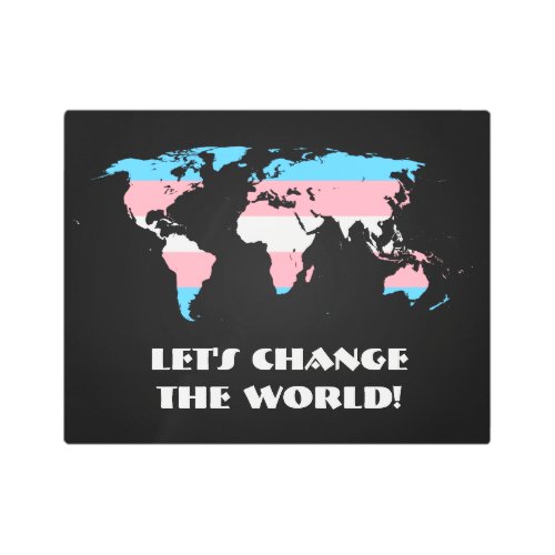 Transgender Pride Map of The World Metal Wall Art