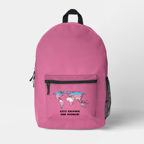 Transgender Pride Map of The World  Printed Backpack