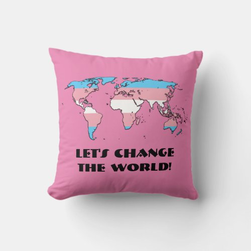 Transgender Pride Map of The World Throw Pillow