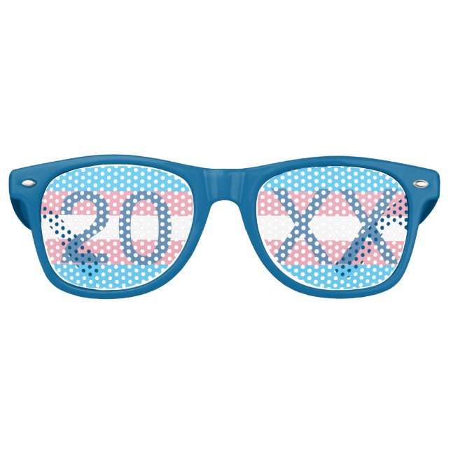 Transgender Pride Party Year Blue Custom Retro Sunglasses (Front)