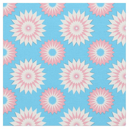 Transgender Pride seamless blue floral pattern Fabric