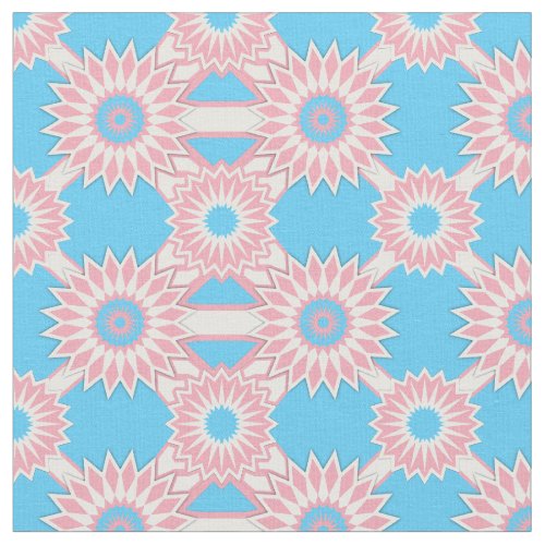 Transgender Pride seamless blue flower pattern Fabric
