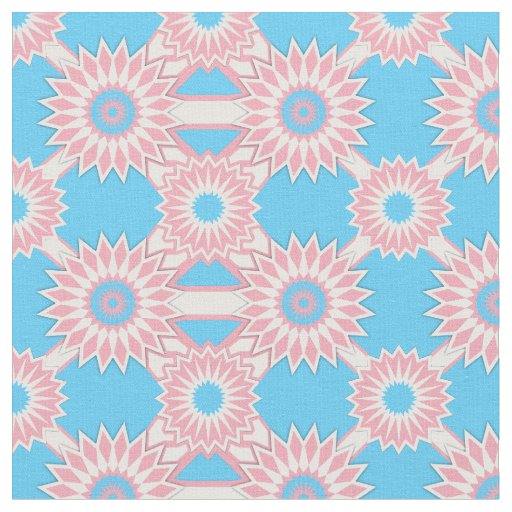 Transgender Pride seamless blue flower pattern Fabric | Zazzle