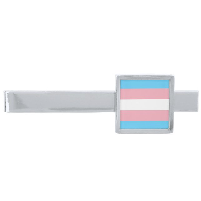 Transgender Pride Silver Finish Tie Clip (Front)
