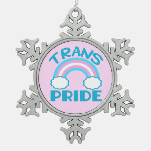 Transgender Pride Snowflake Pewter Christmas Ornament