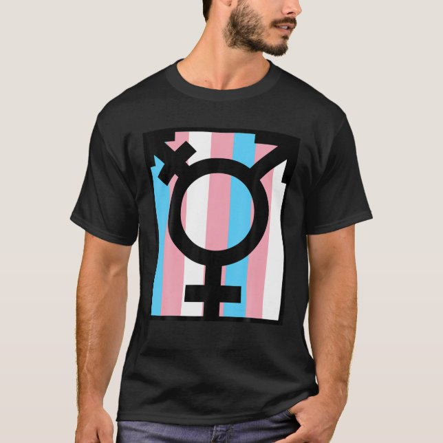 Transgender Pride " Symbol And Flag " Clothing T-Shirt (Front)