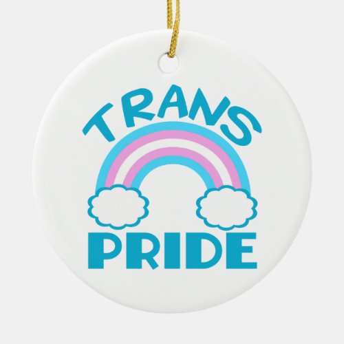 Transgender Pride Trans Rainbow Christmas Ceramic Ornament