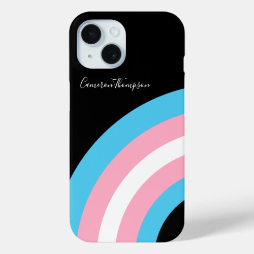 Transgender Rainbow Arc Pride Flag Personalized iPhone 15 Case
