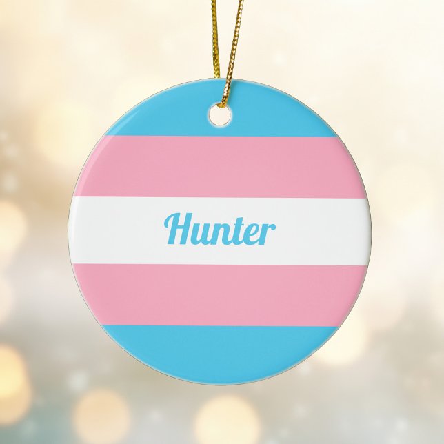 Transgender Rainbow Cute Personalized Christmas Ceramic Ornament (Creator Uploaded)