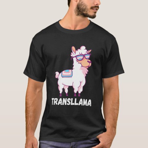 Transgender Rainbow Eyeglass Llama Lgbt Transsexua T_Shirt