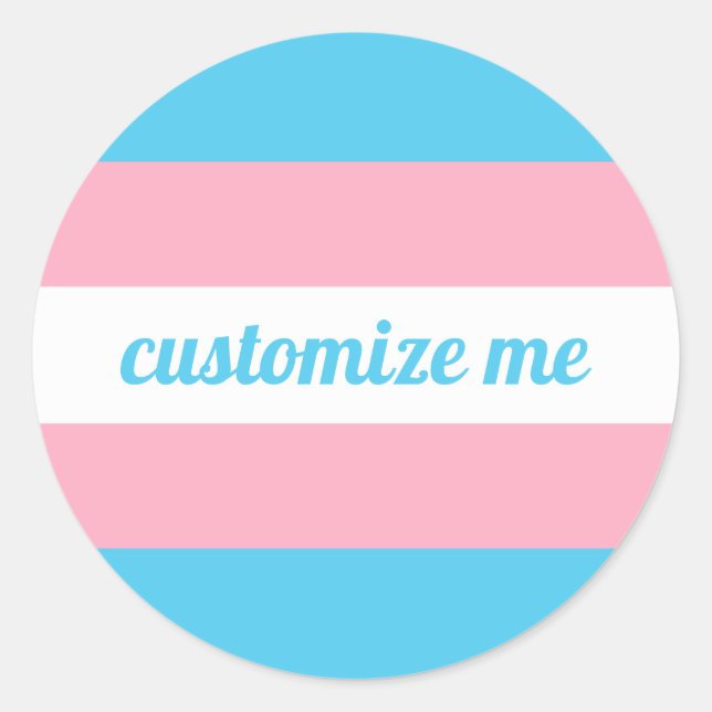 Transgender Rainbow Flag Custom Classic Round Sticker (Front)