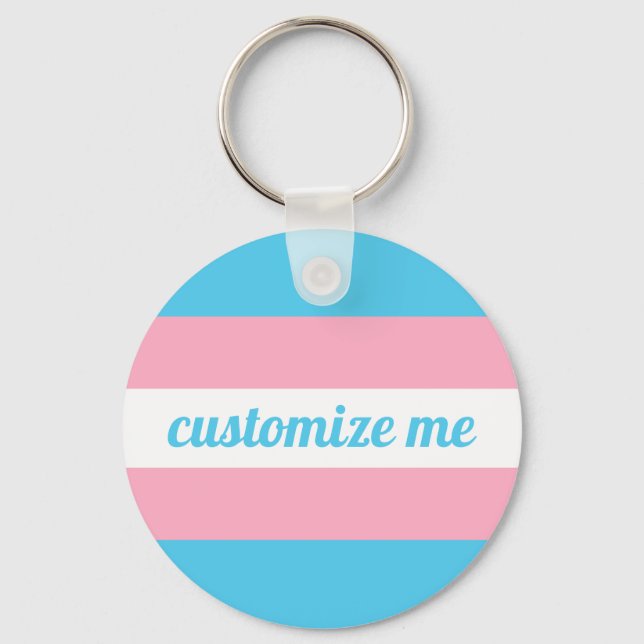 Transgender Rainbow Flag Custom Keychain (Front)